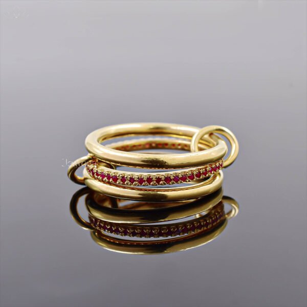 14K Yellow Gold Plated Tsavorite 3 Set Band Ring Jewelry - Image 7