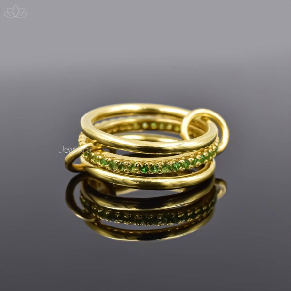 14K Yellow Gold Plated Tsavorite 3 Set Band Ring Jewelry