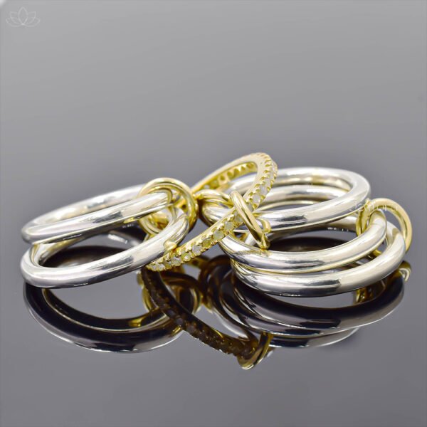 92.5 Silver Diamond And Plain 6 Set Band Ring Jewelry - Image 2