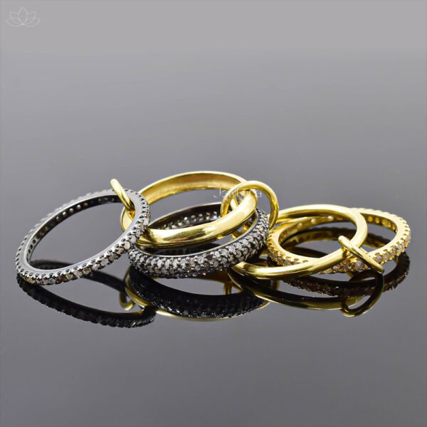 92.5 Silver 3 Diamond And 2 Plain Band Ring Jewelry - Image 2