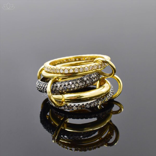 92.5 Silver 3 Diamond And 2 Plain Band Ring Jewelry