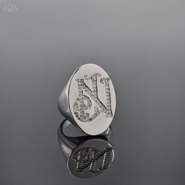 Yellow Gold Plated Diamond Custom RK-KR Letter Monogram Ring Jewelry - Image 5