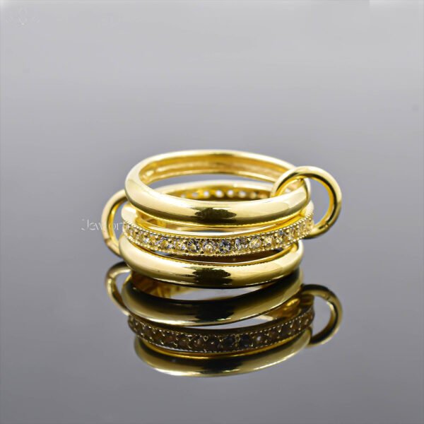 14K Yellow Gold Plated White Topaz 3 Set Band Ring Jewelry