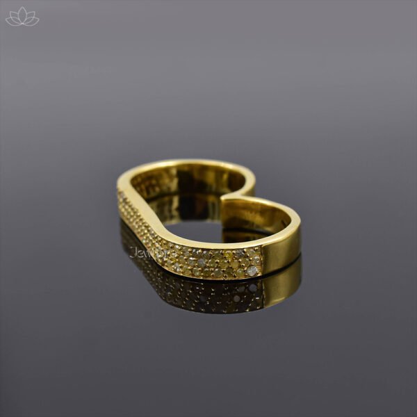 14K Yellow Gold Plated Diamond Two Finger Ring Jewelry - Image 2