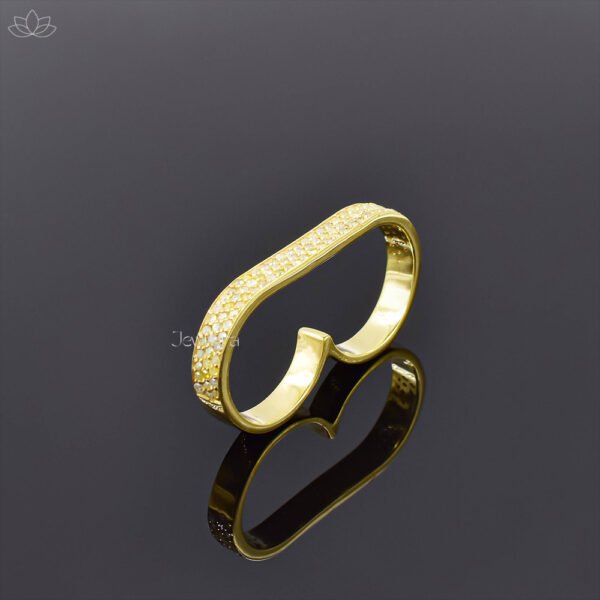 14K Yellow Gold Plated Diamond Two Finger Ring Jewelry