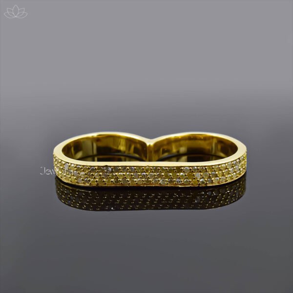 14K Yellow Gold Plated Diamond Two Finger Ring Jewelry - Image 3