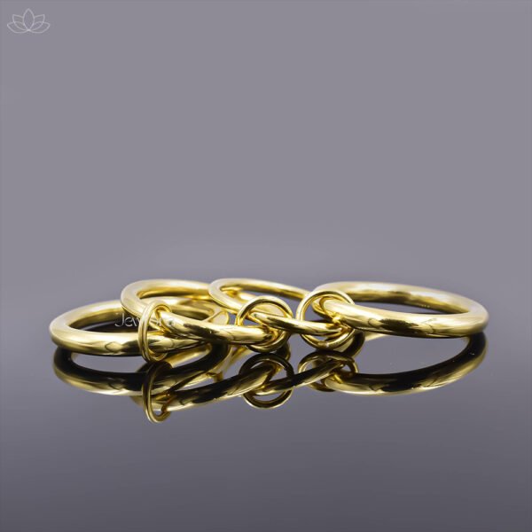 14K Yellow Gold Plain 4 Set Band Ring Jewelry - Image 4