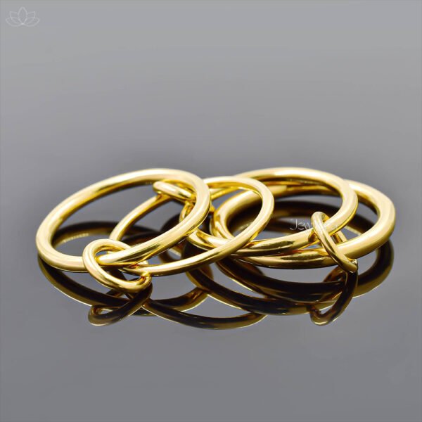 14K Yellow Gold Plain 4 Set Band Ring Jewelry - Image 2