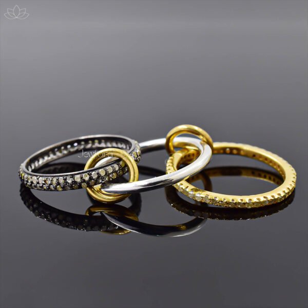 New Designer Multi-Connector Diamond 3 Set Band Ring Jewelry - Image 5