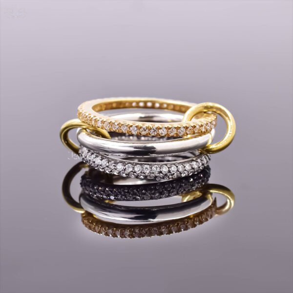 New Designer Multi-Connector Diamond 3 Set Band Ring Jewelry - Image 3