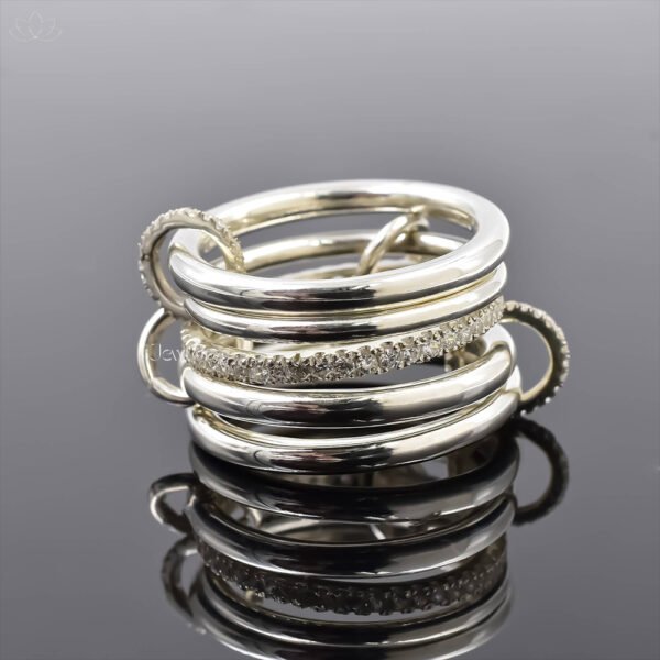925 Silver Moissanite 5 Set Band Ring Jewelry
