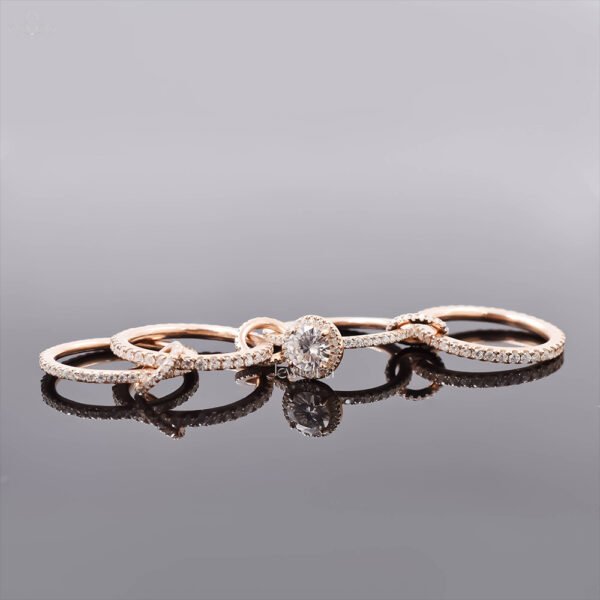 Designer Middle Large Moissanite Multi Connector 4 Set Band Ring Jewelry - Image 2