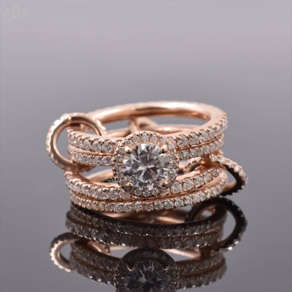 Designer Middle Large Moissanite Multi Connector 4 Set Band Ring Jewelry