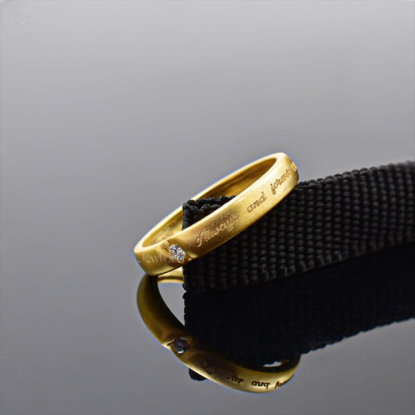14K Yellow Gold Mate Finish Always and forever Double Cut Diamond Band Ring Jewelry