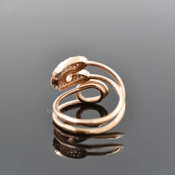 92.5 Silver Rose Plated White Cubic Zirconia Safety Pin Band Ring Jewelry - Image 2
