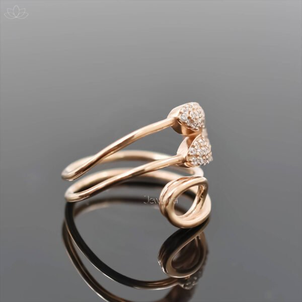92.5 Silver Rose Plated White Cubic Zirconia Safety Pin Band Ring Jewelry - Image 3