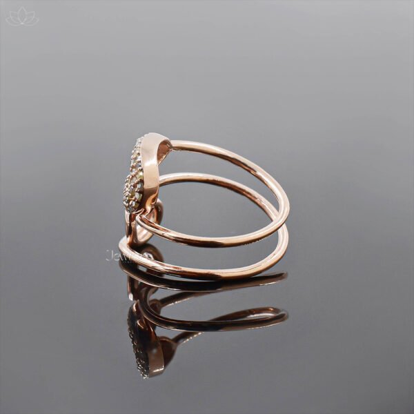 92.5 Silver Rose Plated White Cubic Zirconia Safety Pin Band Ring Jewelry - Image 5