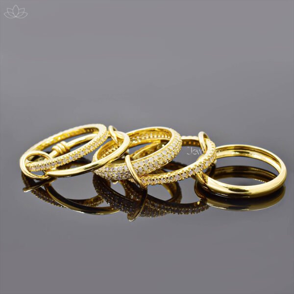 14K Yellow Gold Diamond Multi Connector 5 Set Band Ring Jewelry - Image 2