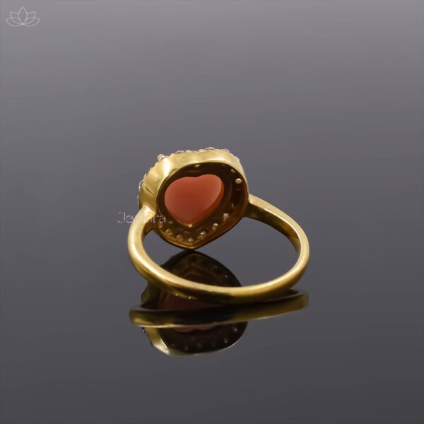 14K Yellow Gold Plated Pink Opal & Moissanite Heart Ring Jewelry - Image 2
