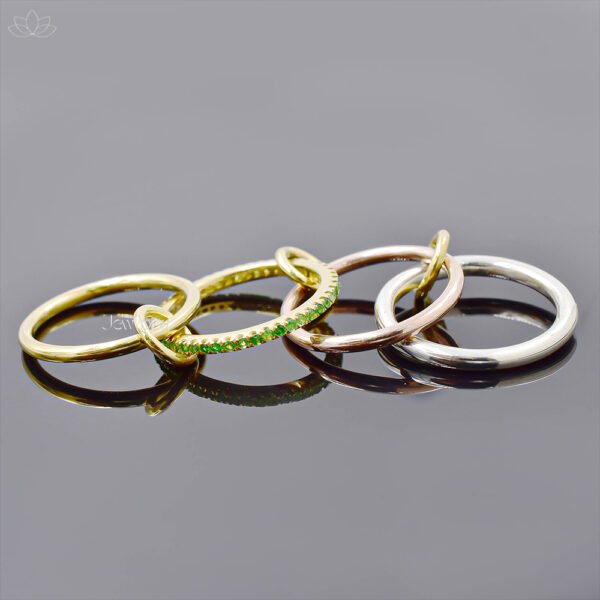 New Designer Multi Plating Tsavorite 4 Set Band Ring Jewelry - Image 2