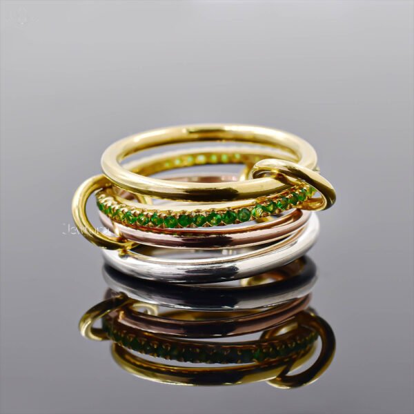 New Designer Multi Plating Tsavorite 4 Set Band Ring Jewelry