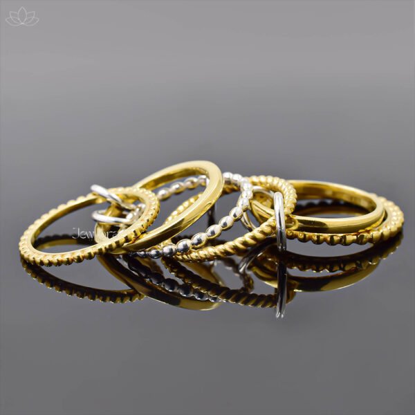 14K Yellow Gold Plated Designer 6 Set Band Ring Jewelry - Image 2