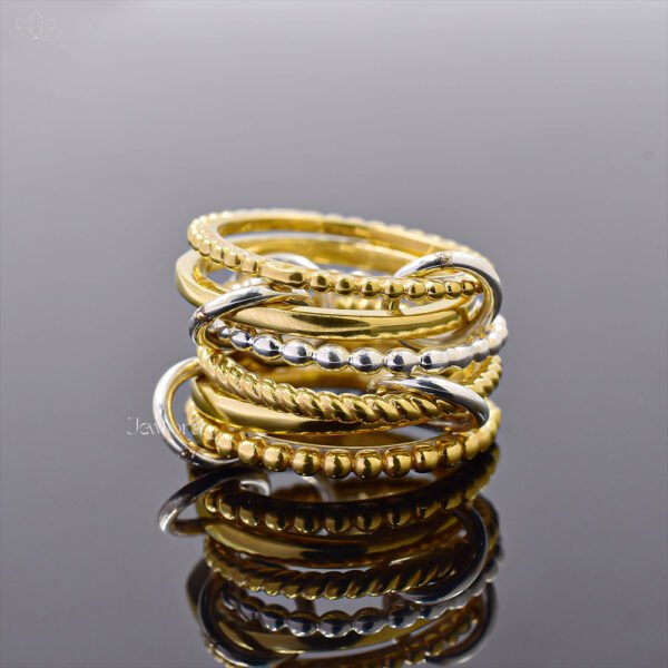 14K Yellow Gold Plated Designer 6 Set Band Ring Jewelry
