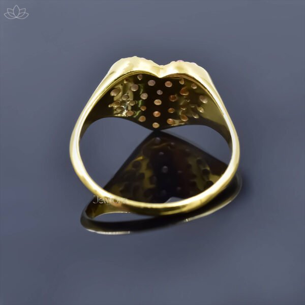 14K Yellow Gold Plated Pink Sapphire Heart Ring Jewelry - Image 2
