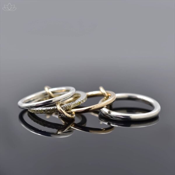 14K Yellow Gold Plated Diamond 4 Set Band Ring Jewelry - Image 2