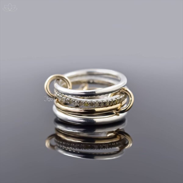 14K Yellow Gold Plated Diamond 4 Set Band Ring Jewelry