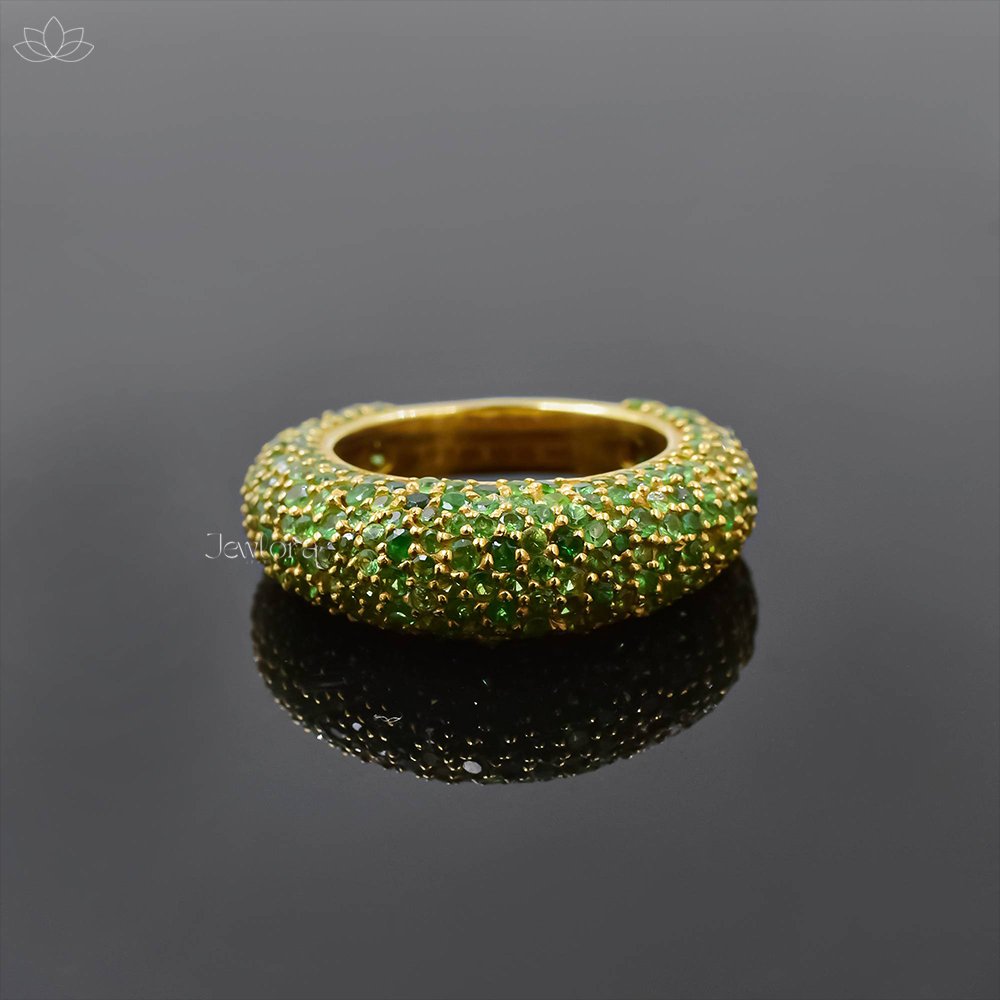 14K Yellow Gold Plated Tsavorite Band Ring Jewelry - Image 3