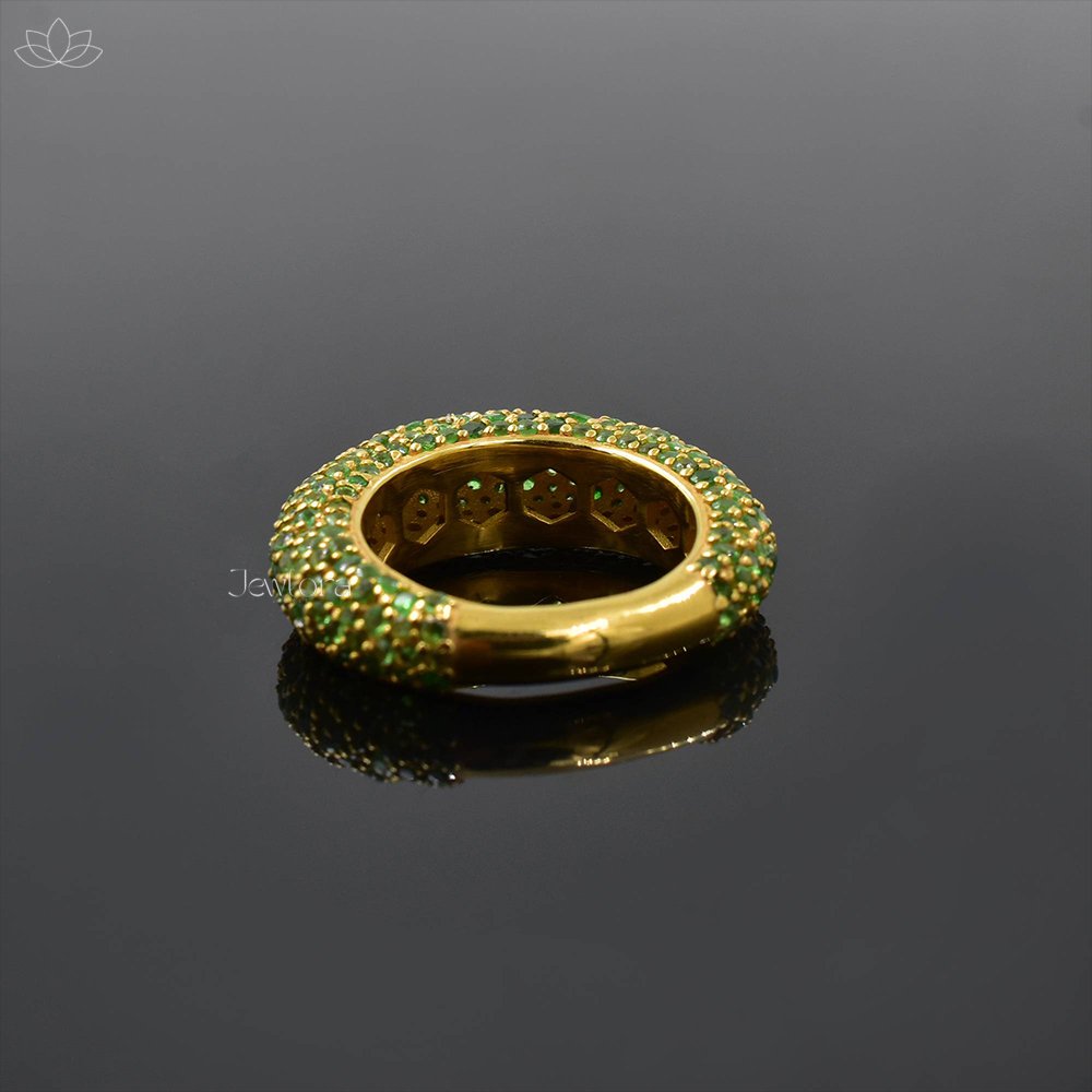 14K Yellow Gold Plated Tsavorite Band Ring Jewelry - Image 2