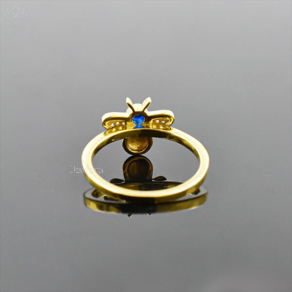 925 Sterling Silver Diamond And Sapphire Enamel Bee Band Ring Jewelry - Image 2