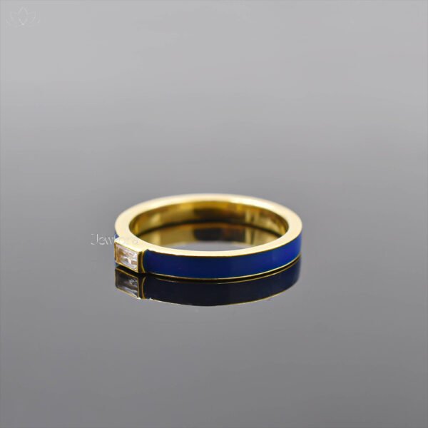 14K Yellow Gold Plated Topaz Blue Enamel Band Ring Jewelry - Image 2
