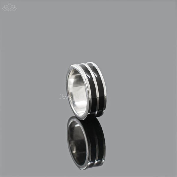 925 Silver Black Enamel Band Ring Jewelry - Image 3