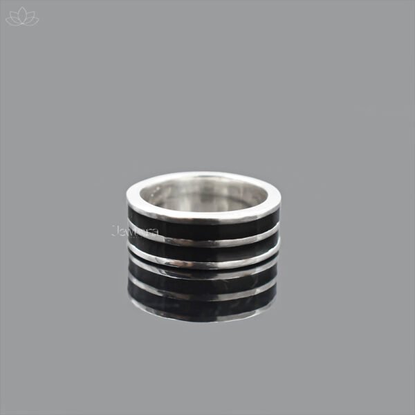 925 Silver Black Enamel Band Ring Jewelry