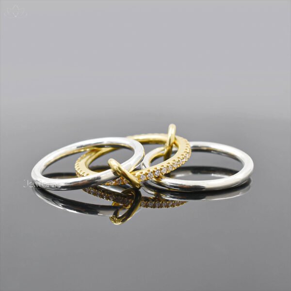 14K Yellow Gold Plated White Cubic Zirconia 3 Set Band Ring Jewelry - Image 2
